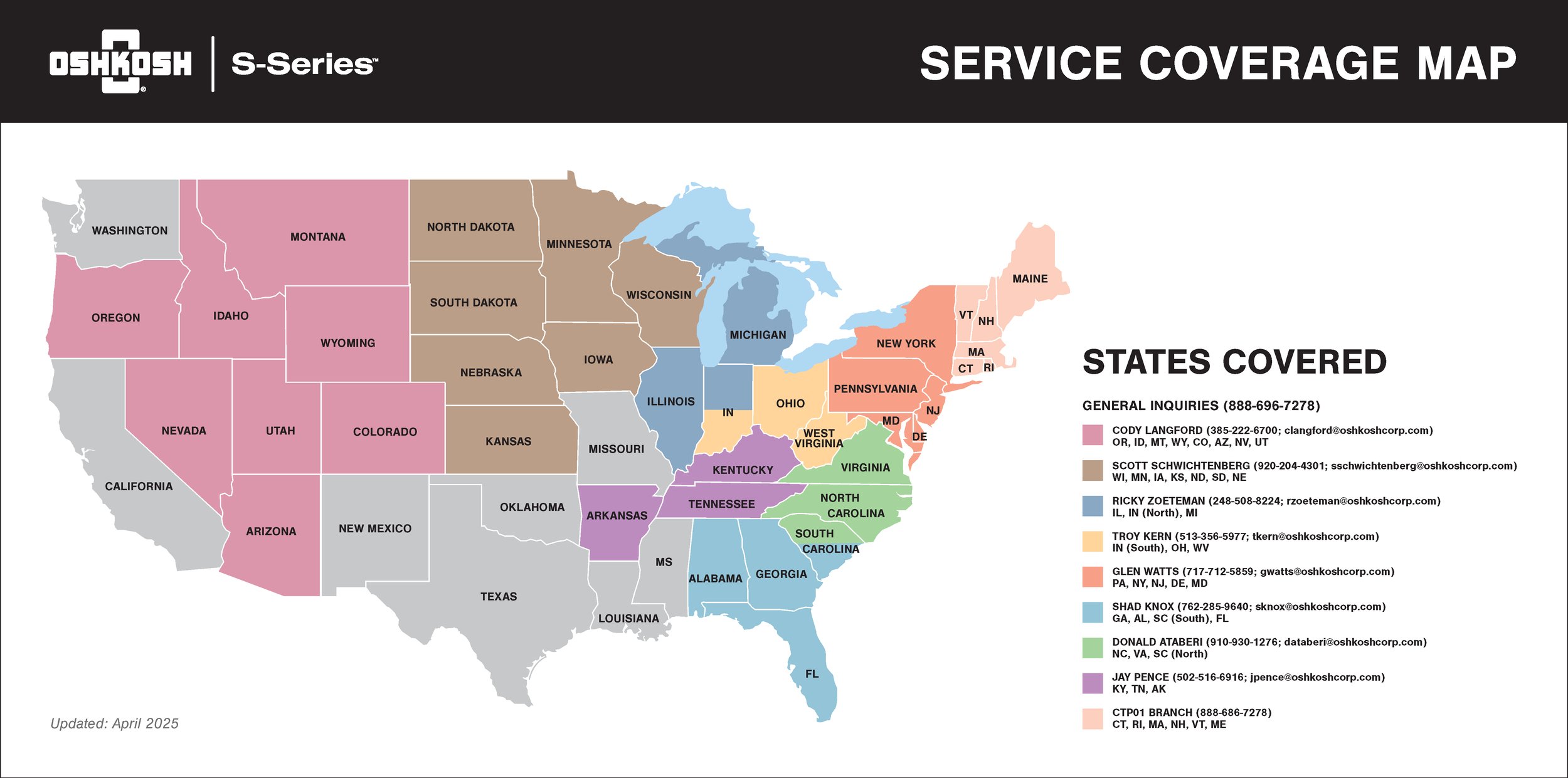 Service Coverage Map | The Oshkosh® S-Series™ Front Discharge Mixer